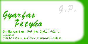 gyarfas petyko business card